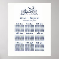 Poster du Mariage du du vélo en tandem bleu de la