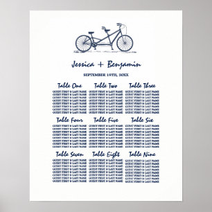 Poster du Mariage du  du vélo en tandem bleu de la