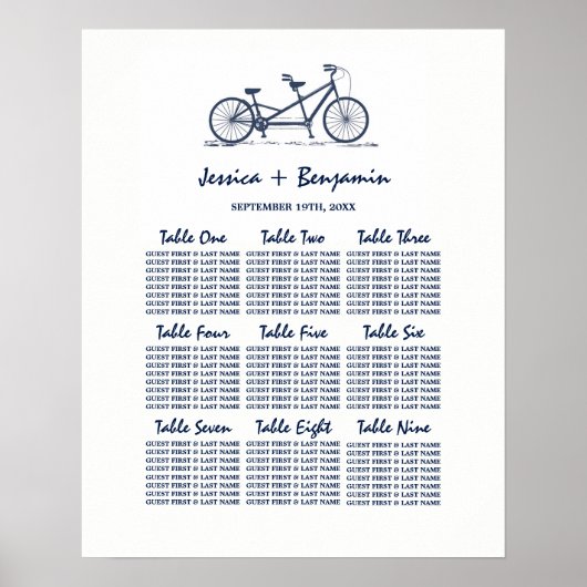 Poster du Mariage du  du vélo en tandem bleu de la (Devant)