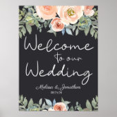 Poster du Mariage floral Peach Green Navy Pastel (Devant)