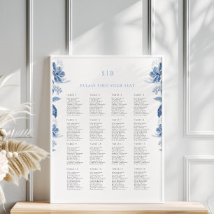 Poster du Mariage Floral Toile Blue