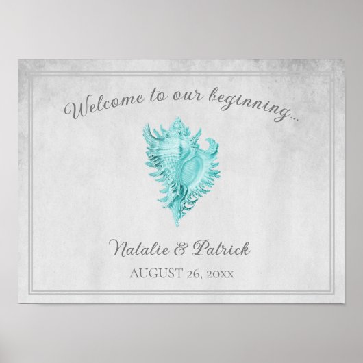 Poster du Mariage turquoise Conch Shell (Devant)