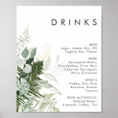 Poster du menu de boissons Mariages vertes et feui (Devant)