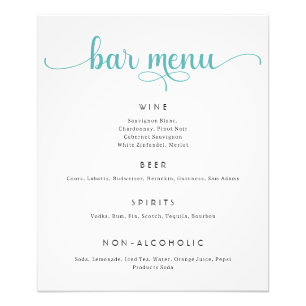 Poster du menu de la barre de Mariages bleu et bla