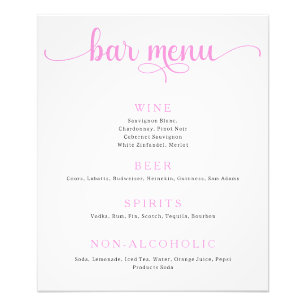 Poster du menu de la barre de Mariages rose et off