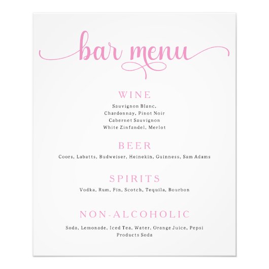 Poster du menu de la barre de Mariages violet et b (Devant)