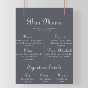 Poster du menu du Mariage Boho Soirée Simple