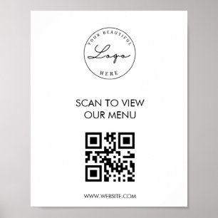 Poster du menu du menu du code QR de la White Scan