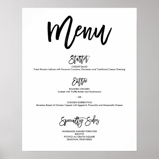 Poster du menu Mariage à la main chic (Devant)