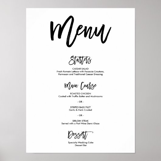 Poster du menu Mariage à la main chic (Devant)