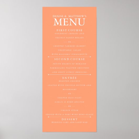 Poster du menu Mariage Cantaloue 4" x 9" (Devant)