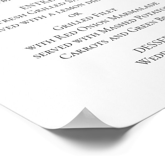 Poster du menu mariage vert. Menu du dîner d'été (Coin)