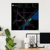 Poster du métro de Détroit 32" x 32" (noir) (Bureau à domicile)