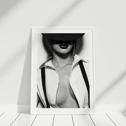 Poster du modèle de mode sexy noir et blanc