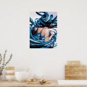Poster du modèle féminin Blue Swirl Imprimer Mur A (Cuisine)