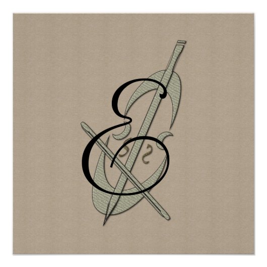 Poster du monogramme du ventilateur de violoncelle (Devant)