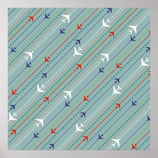 Poster du Motif d'avion Retro (Devant)