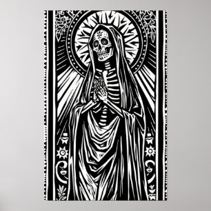 Poster du Motif père Noël Muerte Linocut