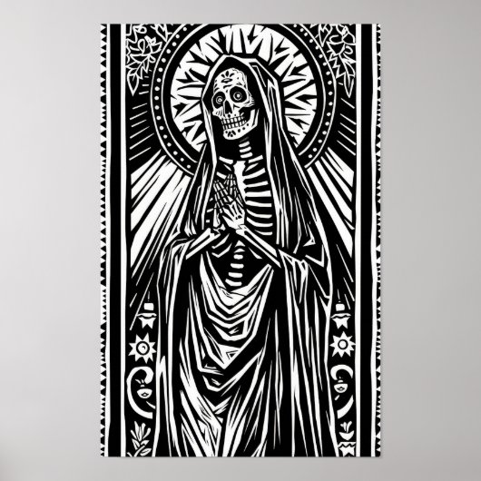 Poster du Motif père Noël Muerte Linocut (Devant)