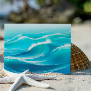 Poster du mur côtier des vagues de l'océan bleu