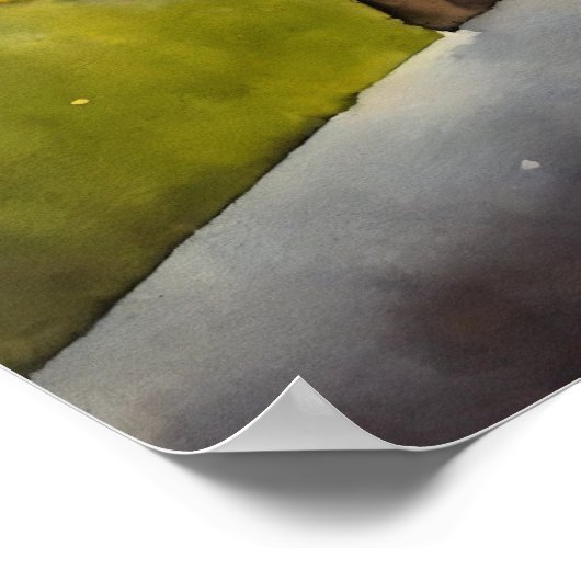 Poster du mur d'aquarelle de chat noir (Coin)