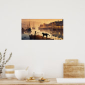 Poster du mur d'aquarelle de chat noir (Cuisine)