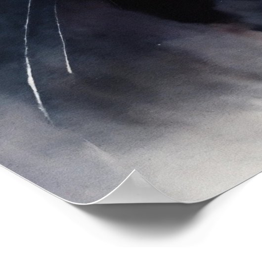 Poster du mur d'aquarelle de chat noir (Coin)