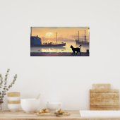 Poster du mur d'aquarelle de chat noir (Cuisine)