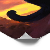 Poster du mur d'aquarelle de chat noir (Coin)