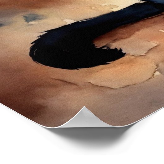 Poster du mur d'aquarelle de chat noir (Coin)