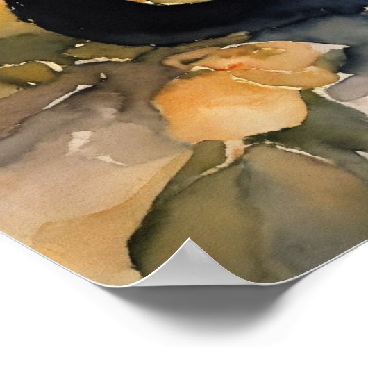 Poster du mur d'aquarelle de chat noir (Coin)