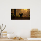 Poster du mur d'aquarelle de chat noir (Cuisine)