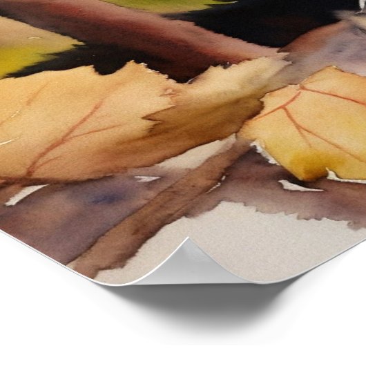 Poster du mur d'aquarelle de chat noir (Coin)