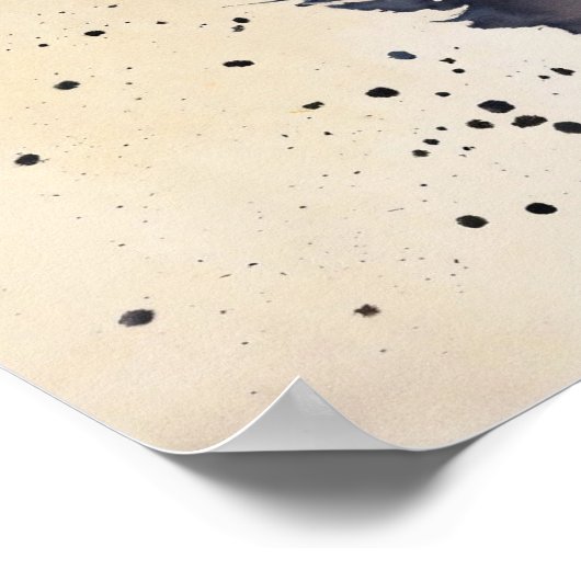 Poster du mur d'aquarelle de chat noir (Coin)