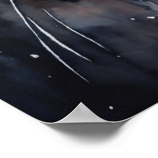 Poster du mur d'aquarelle de chat noir (Coin)