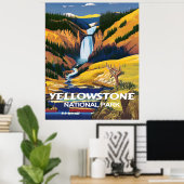 Poster du mur de voyage du parc national Yellowsto (Bureau à domicile)