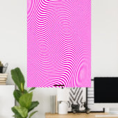 Poster du mur d'illusion optique rose et blanc (Bureau à domicile)