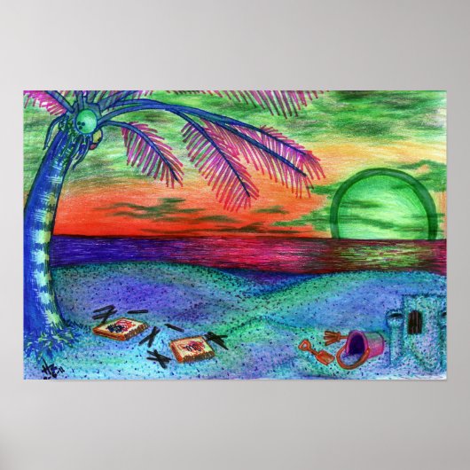 Poster du mur "Neon Beach" Psychedelic 11x13 (Devant)