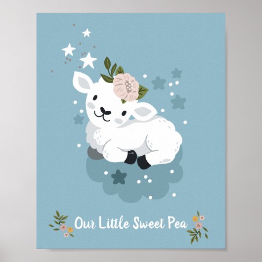 Poster du nom de l'animal du mouton de bébé | Mur  (Devant)