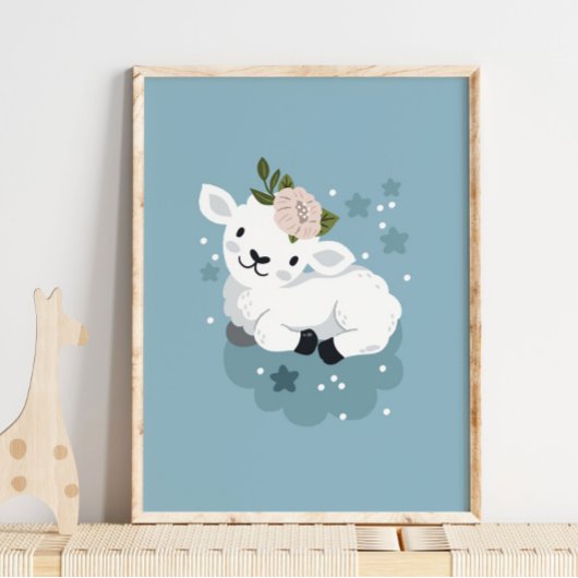 Poster du nom de l'animal du mouton de bébé | Mur 