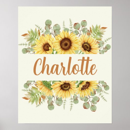 Poster du nom du tournesol Décor Art (Devant)