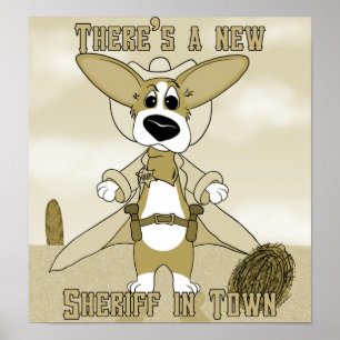 Poster du nouveau shérif en Corgi ville