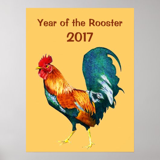 Poster du Nouvel An Chinois du Rooster Rouge 2017 (Devant)