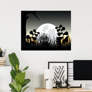 Poster du paysage de la nuit de la Pleine lune