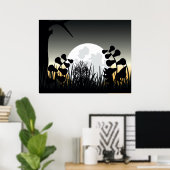 Poster du paysage de la nuit de la Pleine lune (Bureau à domicile)