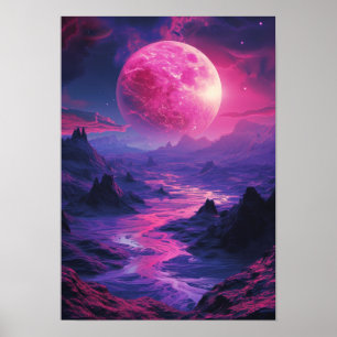Poster du paysage de Neon Exoplanet