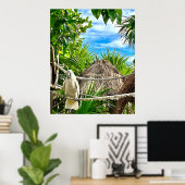 Poster du perroquet blanc Mexique Caraïbes (Bureau à domicile)