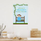 Poster du petit singe dans un Baby shower de bébé (Cuisine)