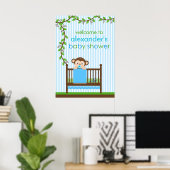 Poster du petit singe dans un Baby shower de bébé (Bureau à domicile)