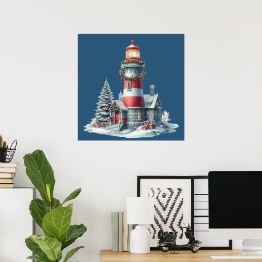 Poster du phare de Noël (Bureau à domicile)